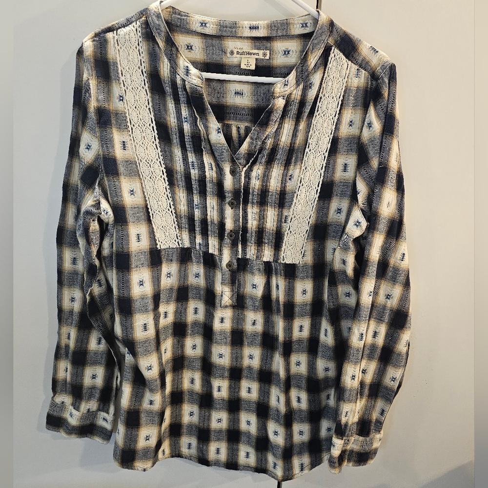 Ruff Hewn Blue and Tan Checkered Shirt